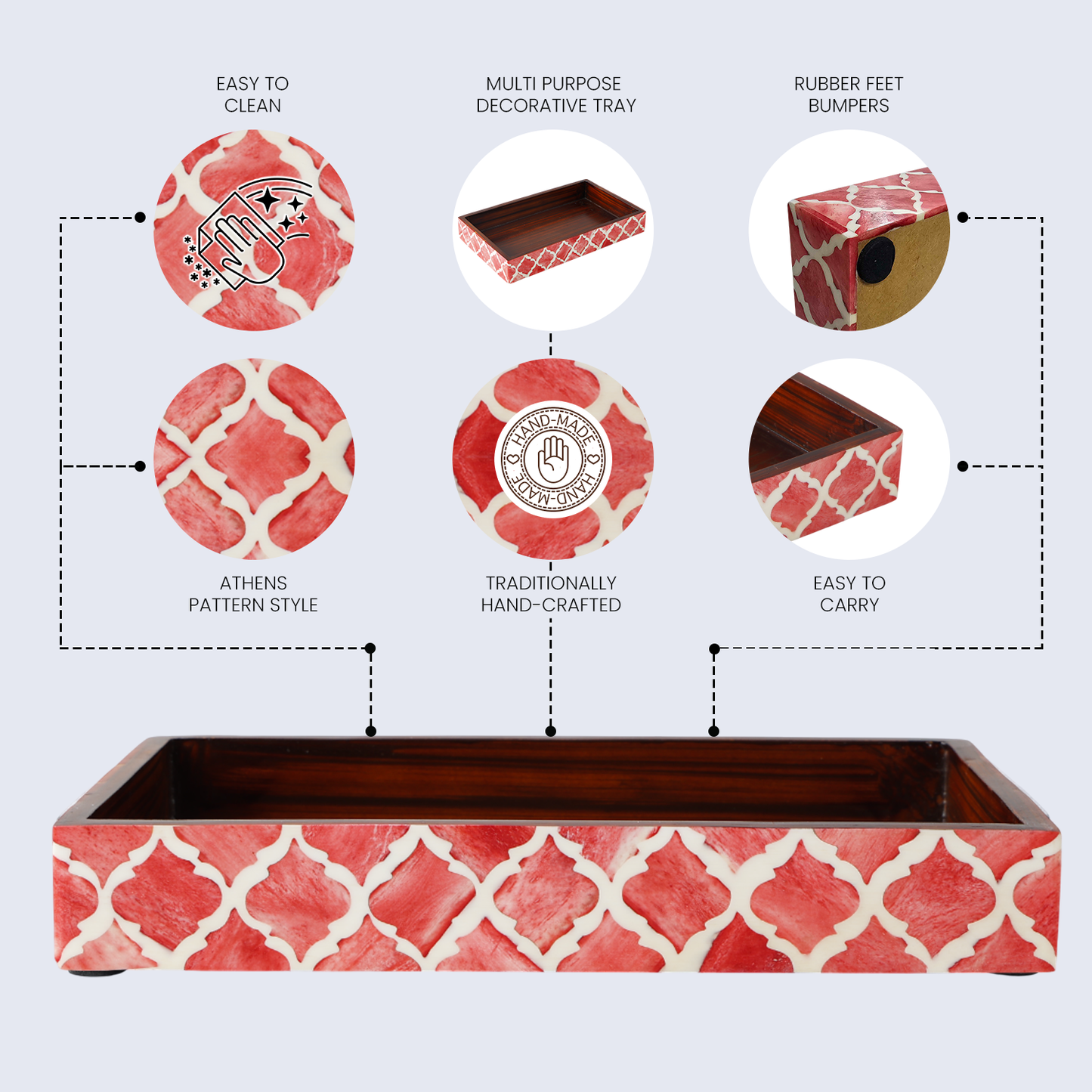 Moroccan Bone Inlay Vanity Decorative Bathroom Tray 10x6
