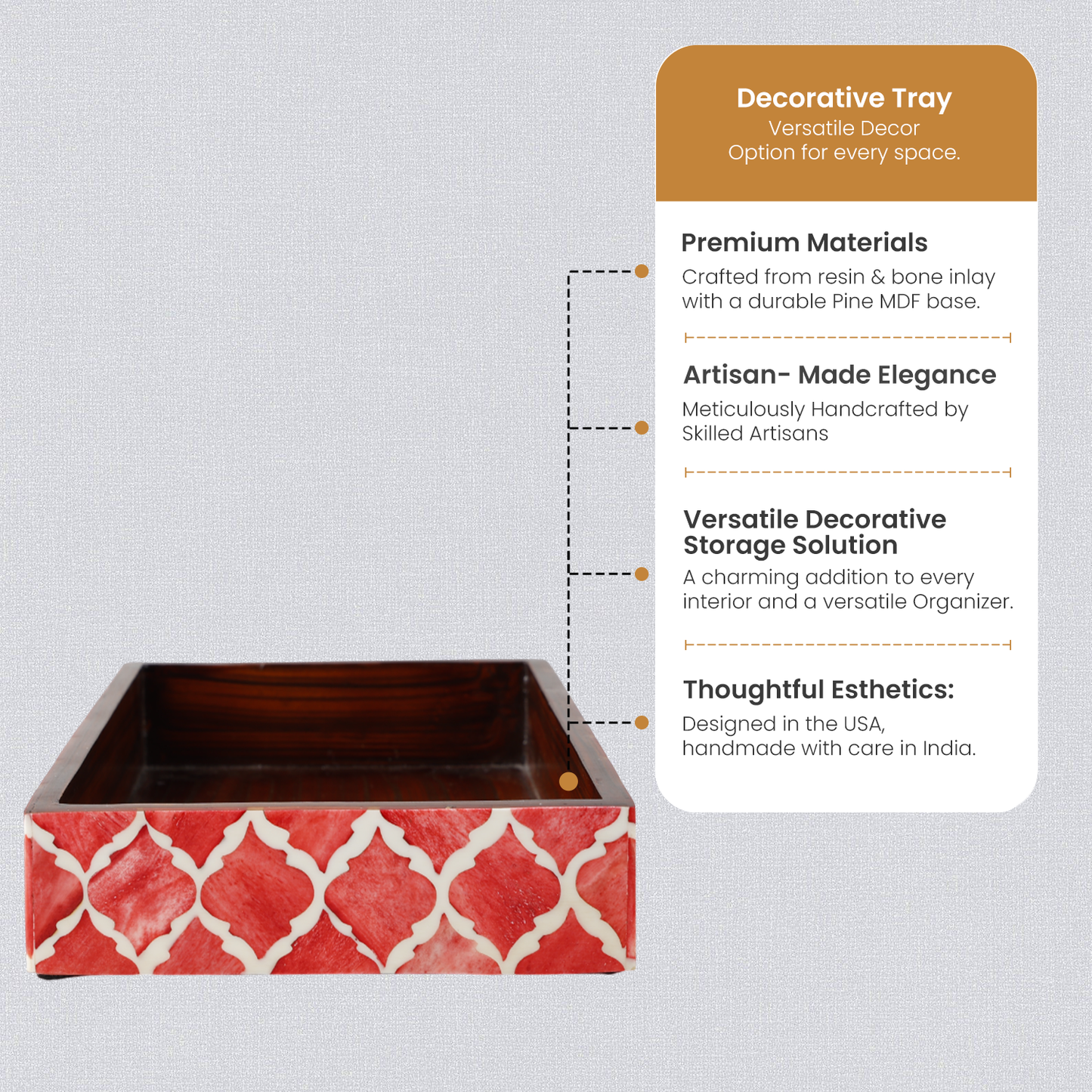 Moroccan Bone Inlay Vanity Decorative Bathroom Tray 10x6