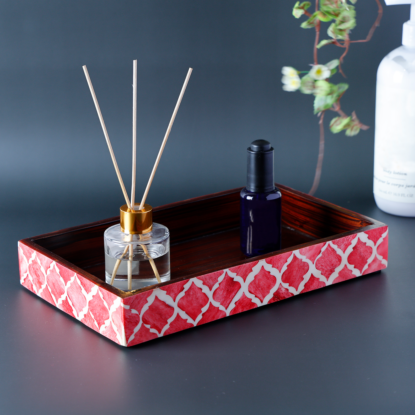 Moroccan Bone Inlay Vanity Decorative Bathroom Tray 10x6