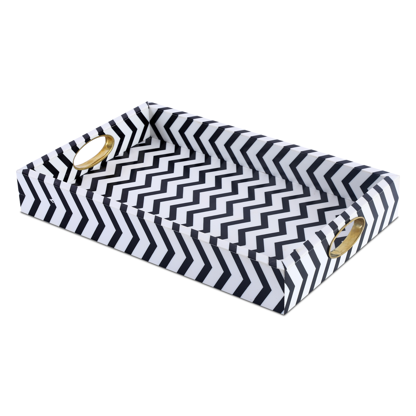 17x11 Decorative Tray B&W Serving Decor Ottoman Centerpiece