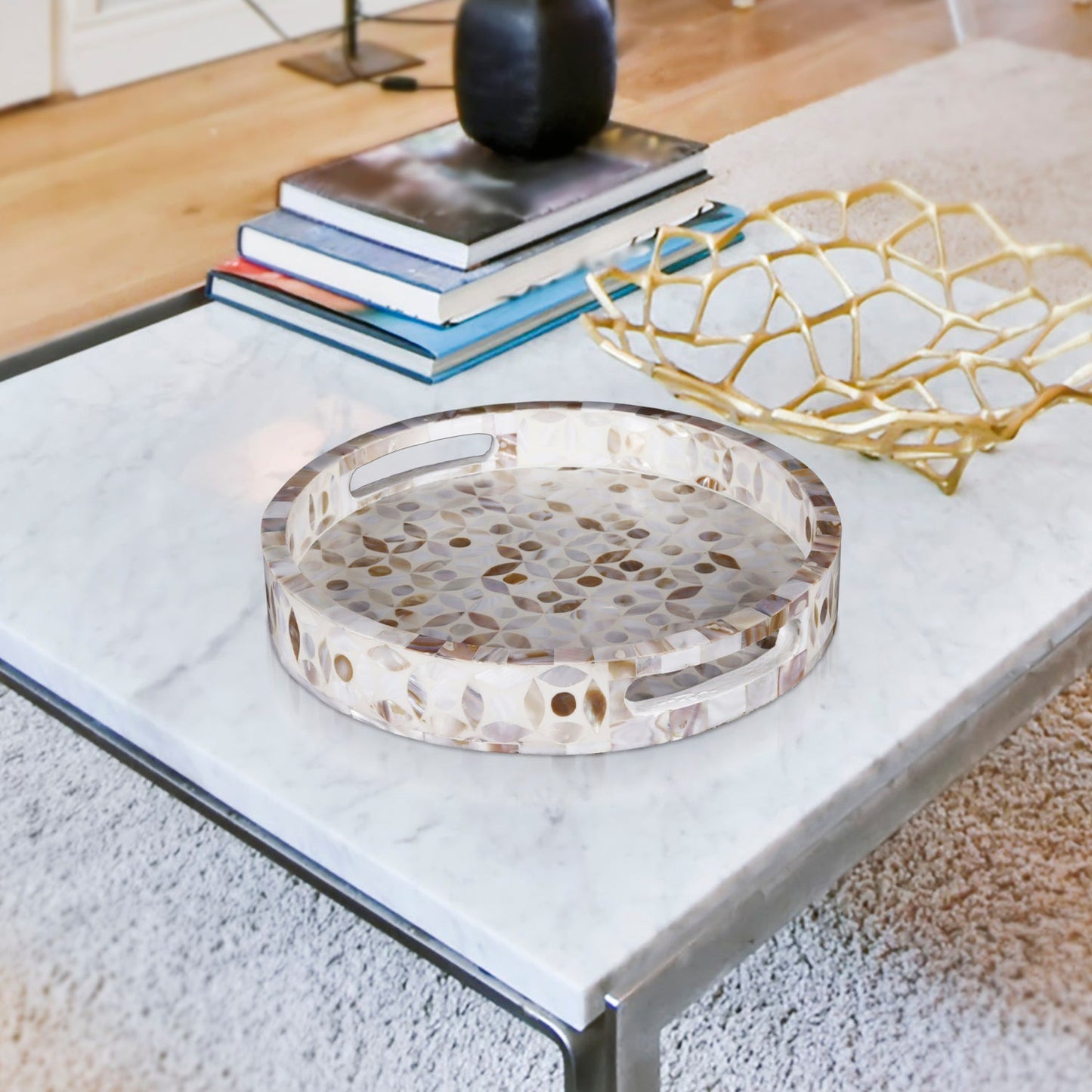 Decorative Tray Discovery Jewel Petit Mother of Pearl Inlay – 12" x 12"