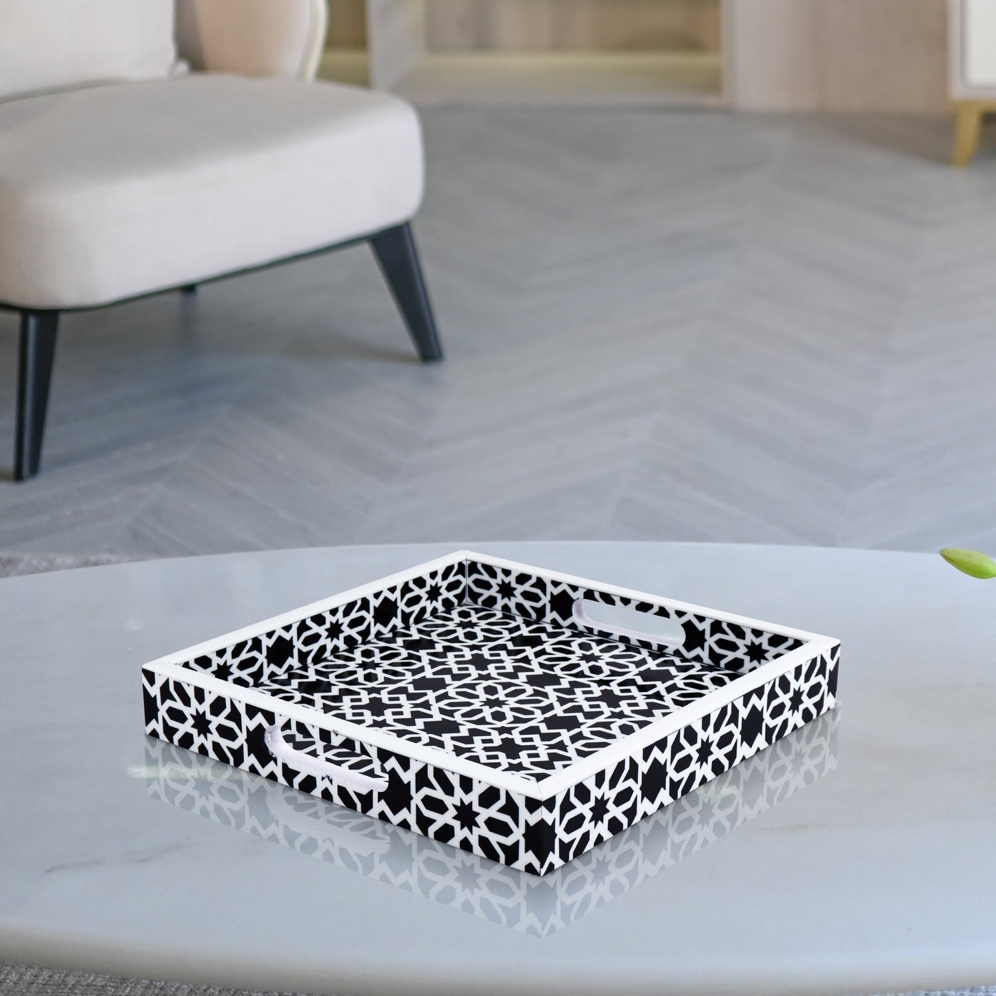 Decorative Tray 17"x11" 12"x12" Shiraz Ottoman Coffee Table