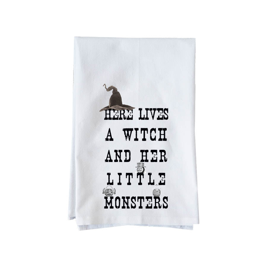 A Witch and Her Little Monsters Kitchen Towel
