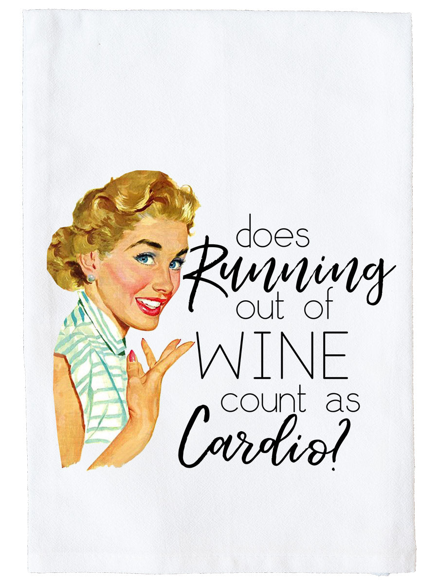 Cardio Running Out of Wine Kitchen Towel