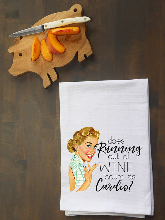 Cardio Running Out of Wine Kitchen Towel