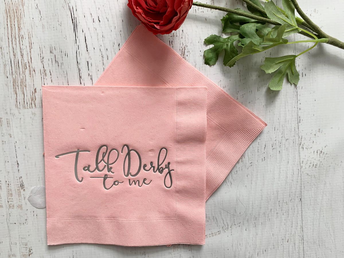 Talk Derby to Me Bridal Shower Luncheon Napkins Pink & Silver Foil 3-Ply 16pk