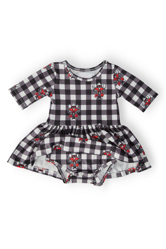 Texas Tech Plaid Raider Red 3/4 Sleeve Twirl Bodysuit
