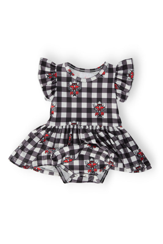 Texas Tech Plaid Raider Red S/S Flutter Twirl Bodysuit