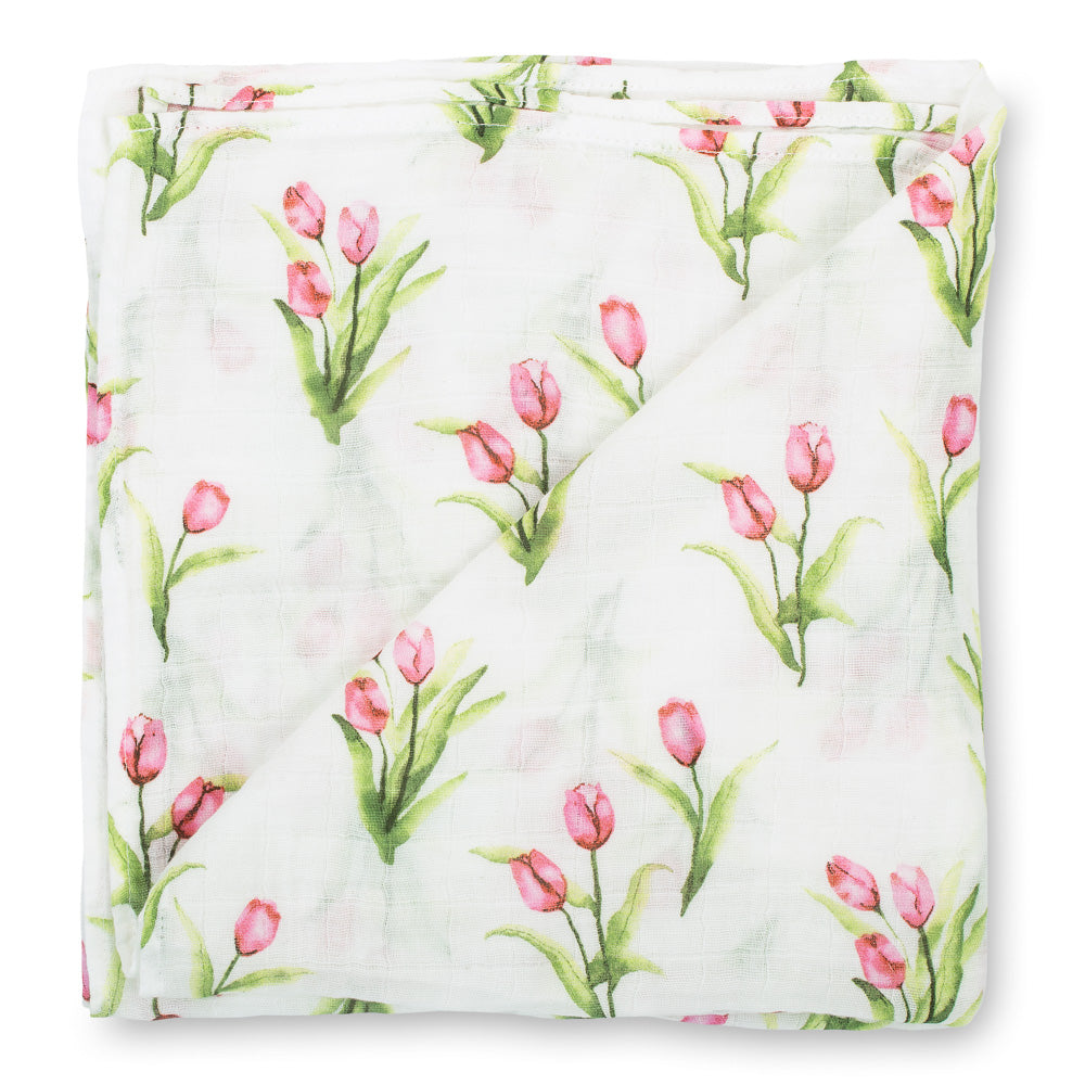 Tulip Garden Baby Muslin Swaddle Blanket