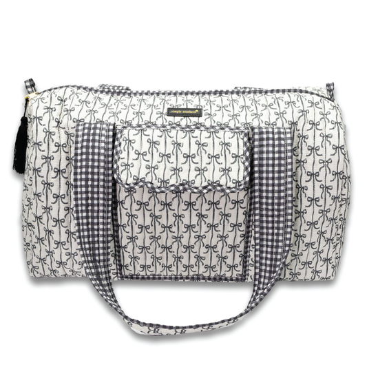 Simply Southern® Quilted Duffle: Black Bow