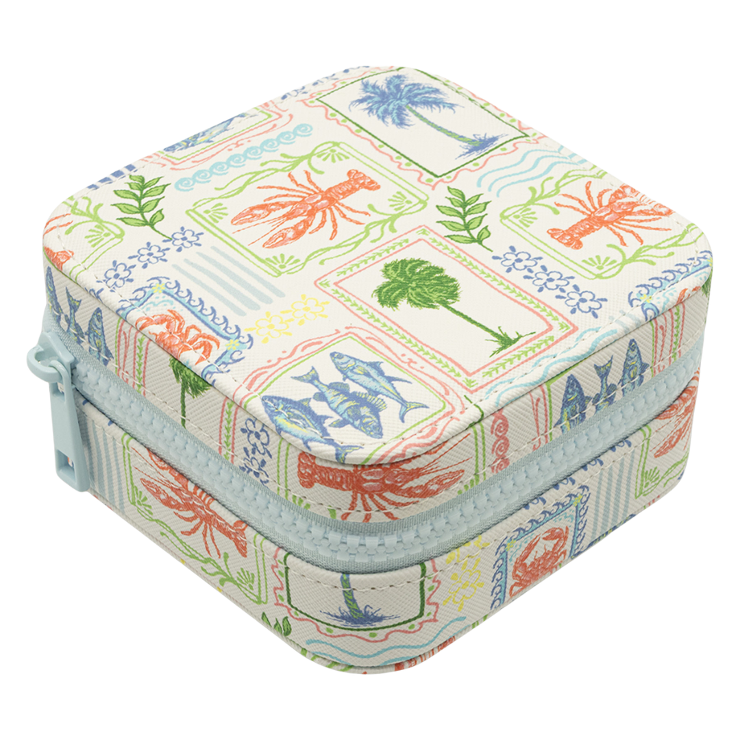Jewelry Box with Interior Mirror - Zippered Compartment - S26 - Simply Southern