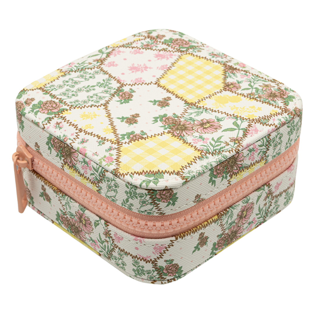 Jewelry Box with Interior Mirror - Zippered Compartment - S26 - Simply Southern