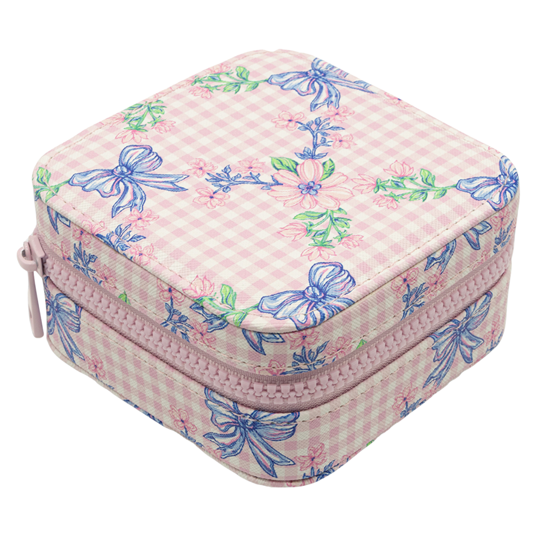 Jewelry Box with Interior Mirror - Zippered Compartment - S26 - Simply Southern