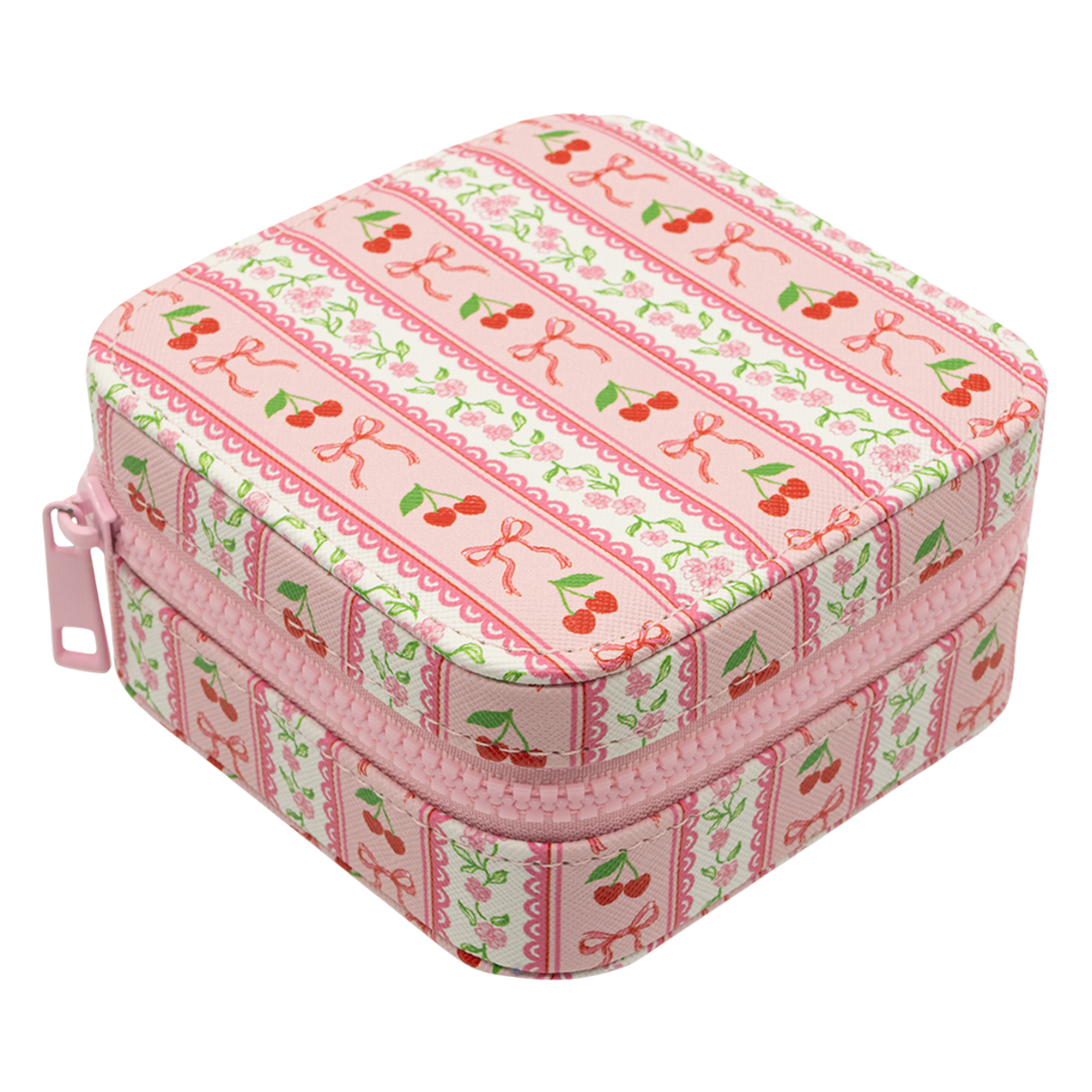 Jewelry Box with Interior Mirror - Zippered Compartment - S26 - Simply Southern
