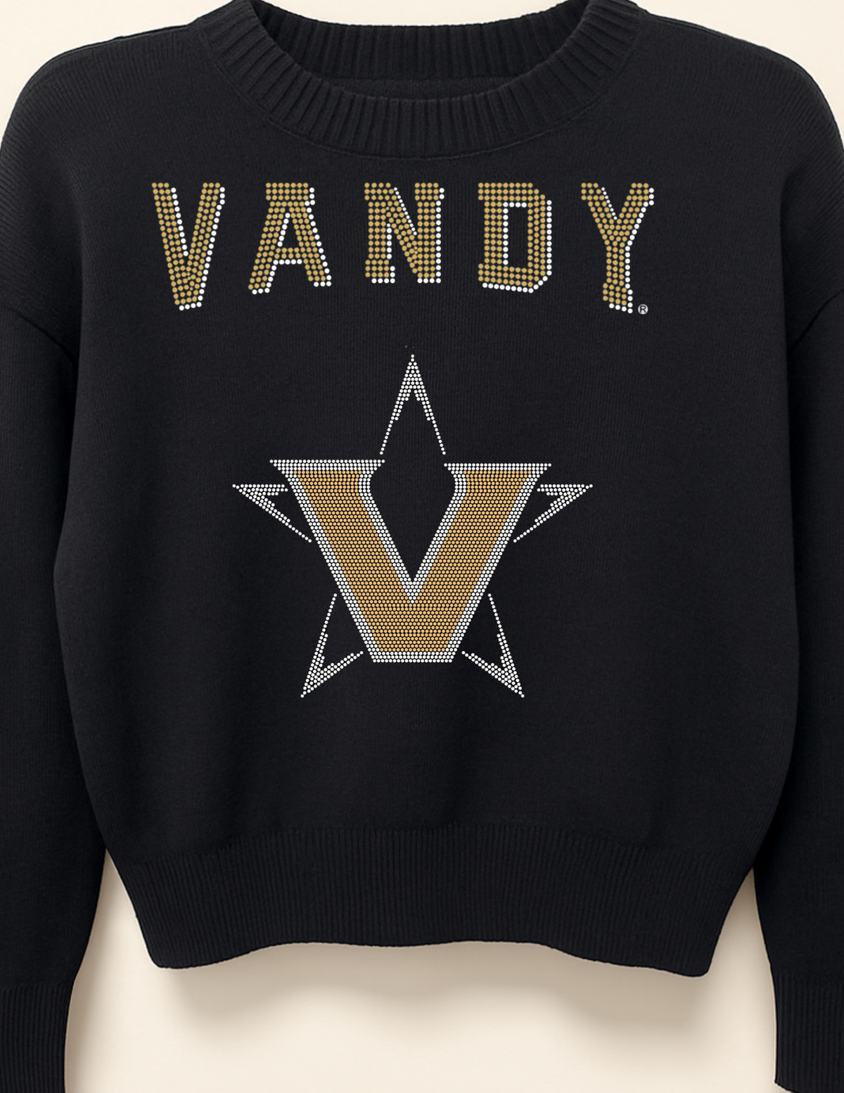 Vanderbilt Star V Vandy Crewneck Black Long Sleeve Sweater