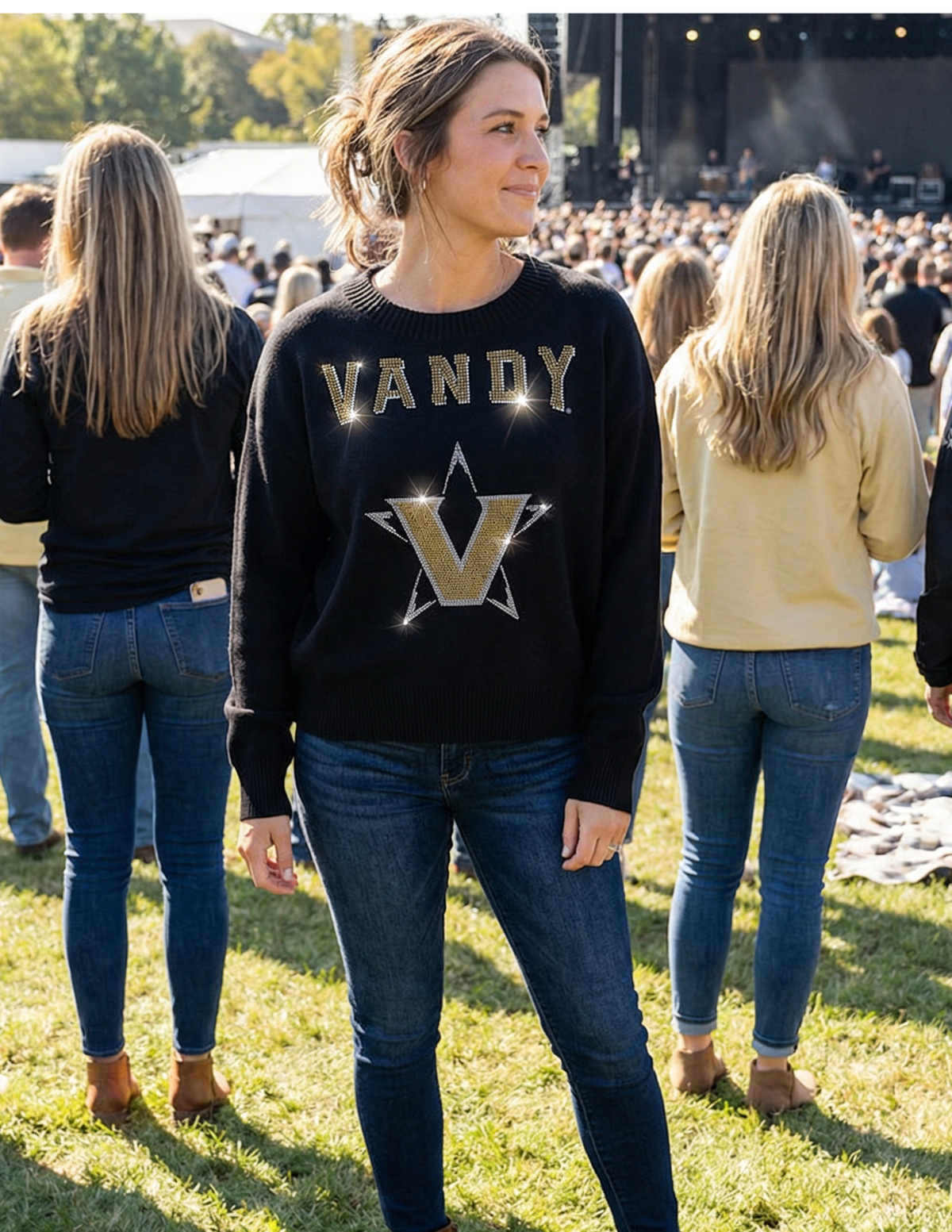 Vanderbilt Star V Vandy Crewneck Black Long Sleeve Sweater