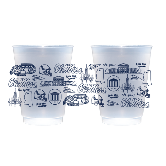 The University of Mississippi (Ole Miss) - Shatterproof Cups, Set of 8