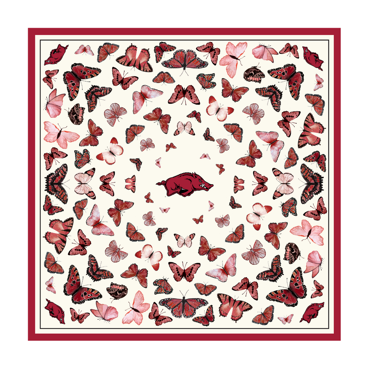 The University of Arkansas - Butterfly Square Silk Scarf