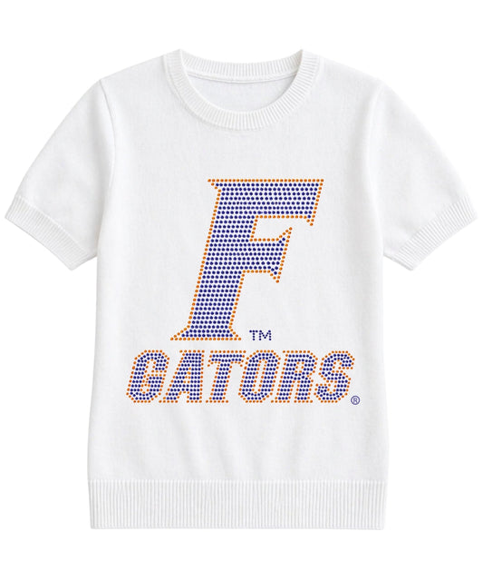 University of Florida F Gators Ivory Short Sleeve Sweater