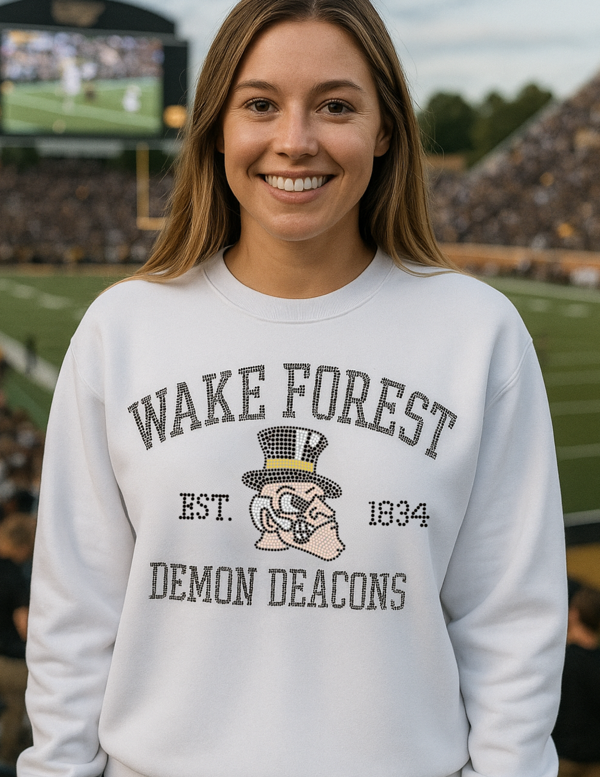 Wake Forest Est 1834 Crewneck White Sweatshirt