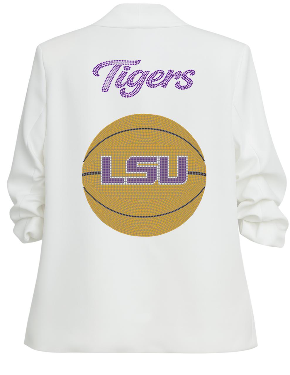 Louisiana State University Tigers Basketball LSU White Ruched Blazer