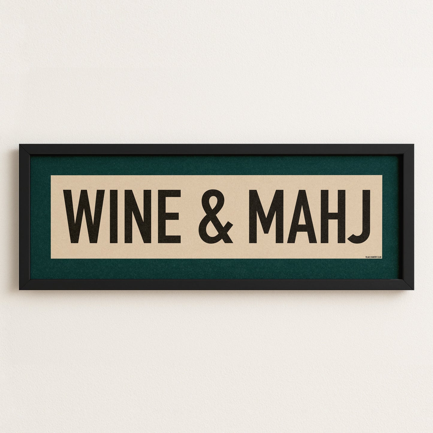 Framed Wine & Mahj Mahjong Art Scroll Sign