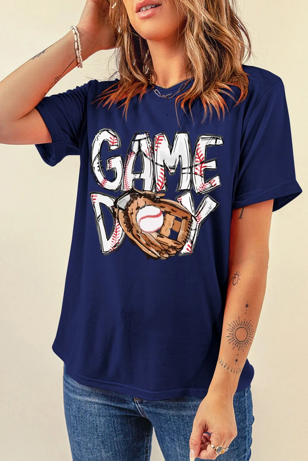 Addie - Blue Game Day Baseball Graphic Tee