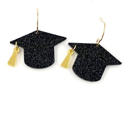 1" Custom Tassel Grad Cap Dangles- Graduation Earrings