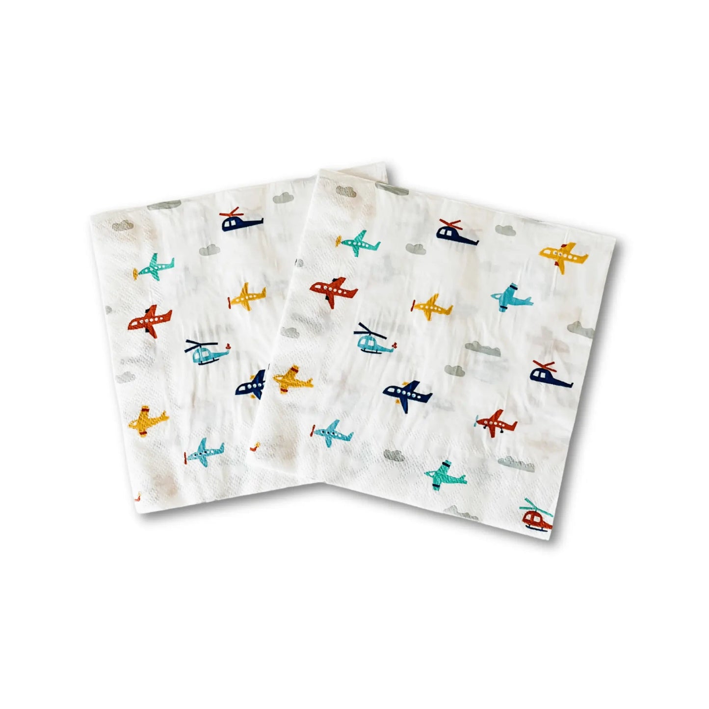 Airplane Party Lunch Napkins for Kids Birthday, 6.5 Inch (24 Pack)