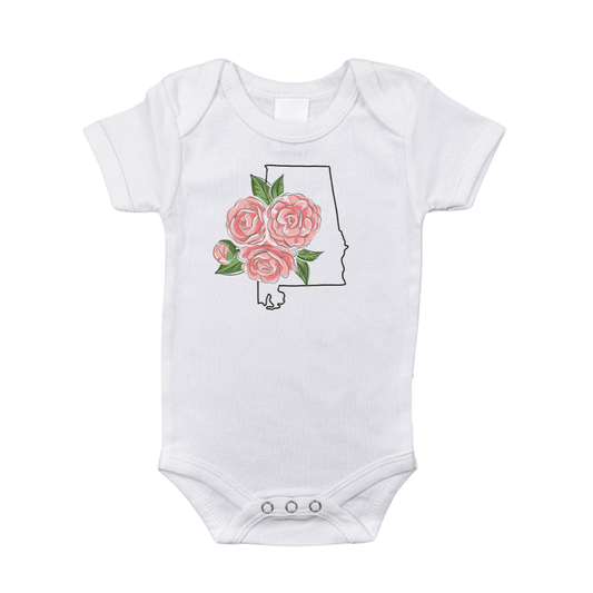Alabama Camellia Baby Onesie Soft Cotton Newborn Outfit