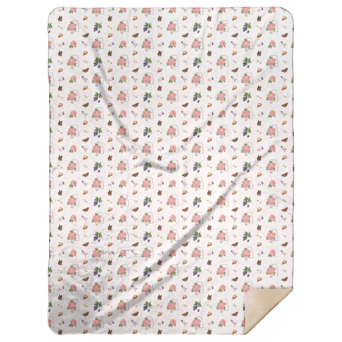 Alabama Floral Plush Throw Blanket 60x80 Nostalgic Hometown Keepsake