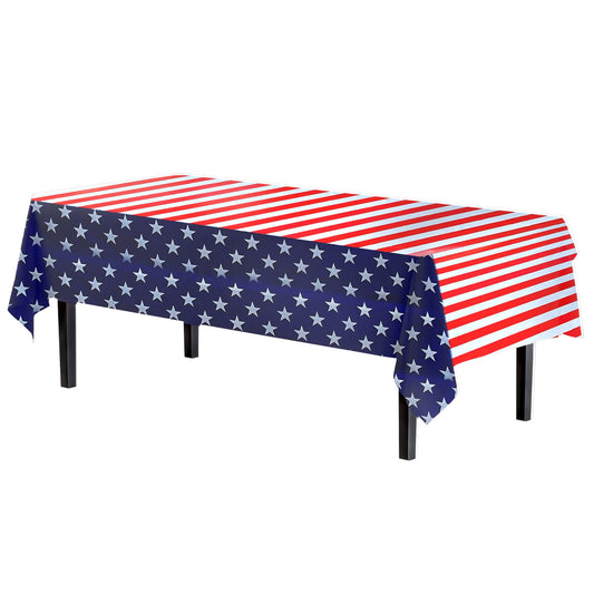 American Flag Plastic Tablecloth - 54 In. x 108 In.