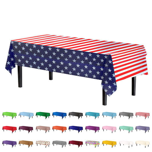 American Flag Plastic Tablecloth | 6 Pack - 54 In. x 108 In.