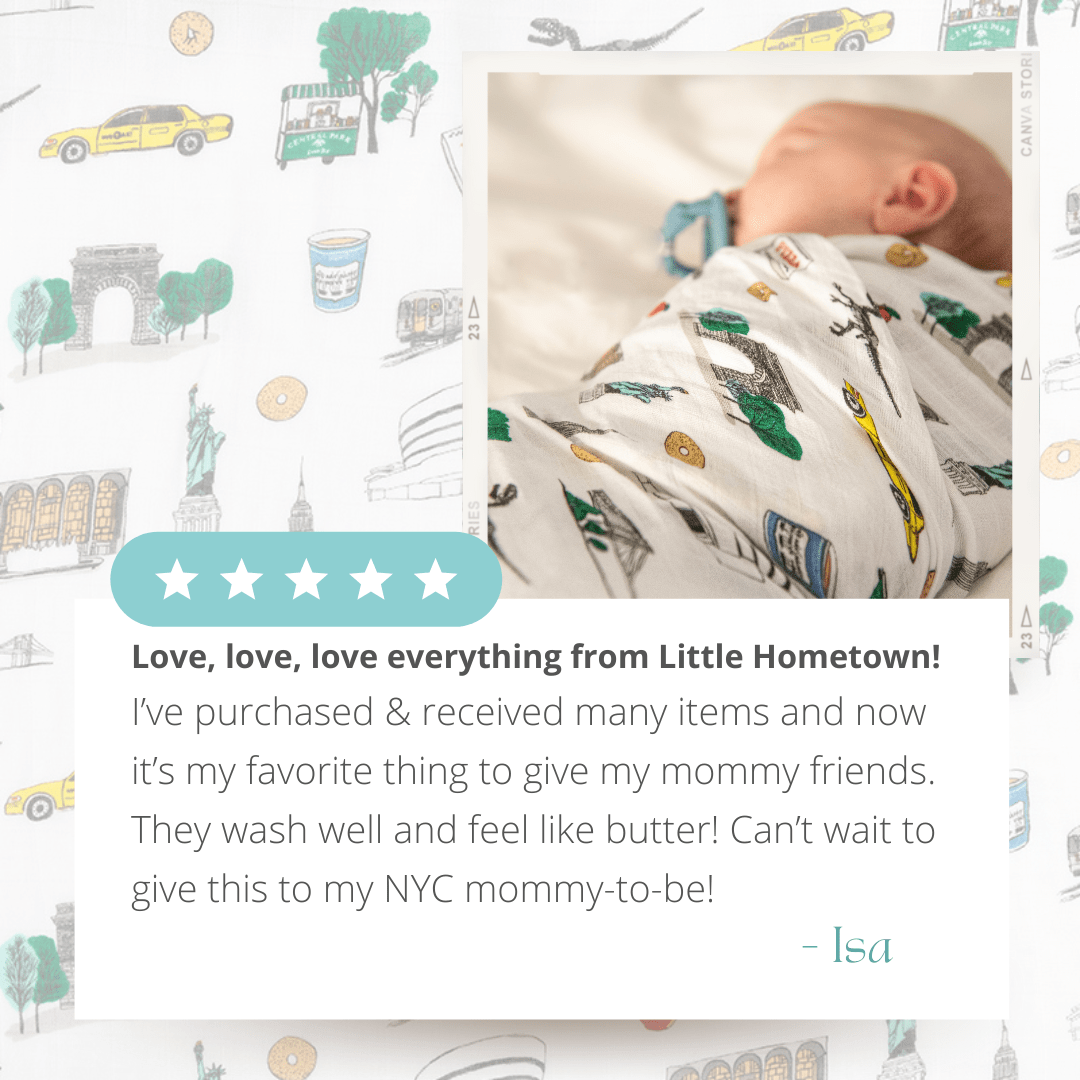 New York City Baby Gift Set: Muslin Swaddle & Bib | Organic Cotton