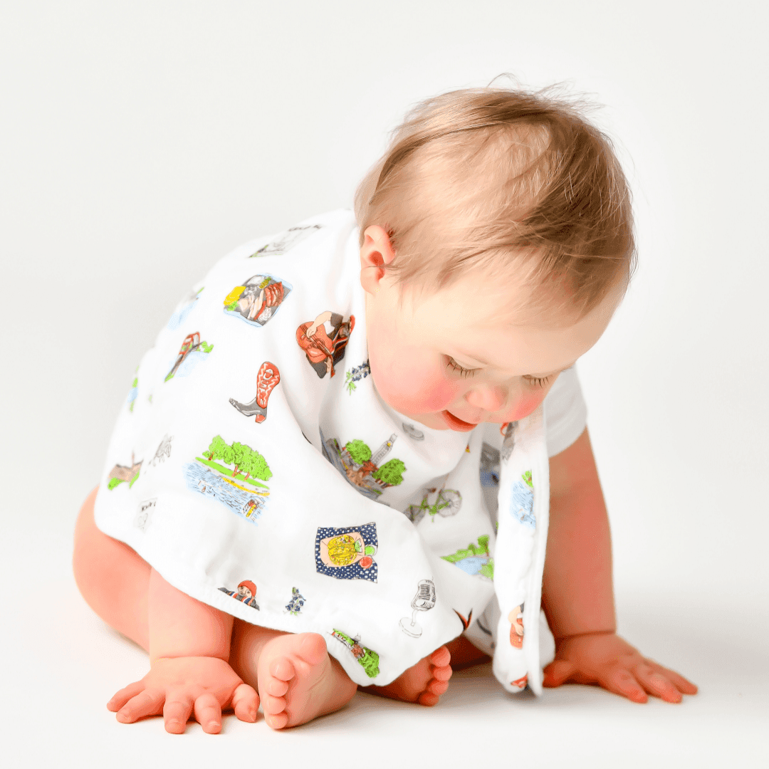 Austin Baby Gift Set: Muslin Swaddle & Bib | Organic Cotton