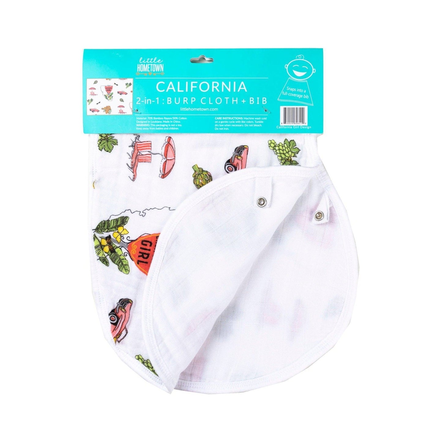 California Girl Baby Gift Set: Muslin Swaddle & Bib | Organic Cotton