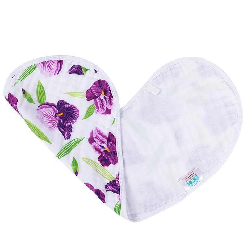 Irises Newborn Gift Set: Muslin Swaddle & Bib | Organic Cotton