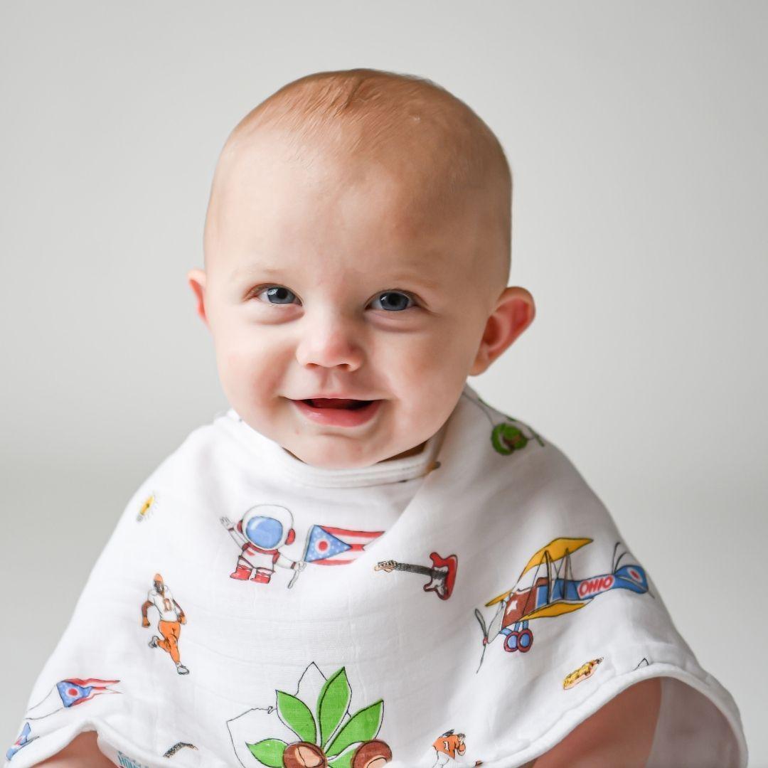 Ohio Baby Gift Set: Muslin Swaddle & Bib | Organic Cotton