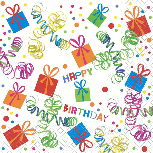 Birthday Decoupage Napkins – Colorful Happy Birthday Cocktail Paper for Crafts, Set of 2