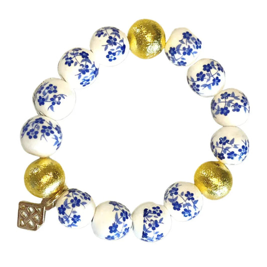BRIANNA CANNON - 
Blue and White Floral Beaded Brianna Bracelet