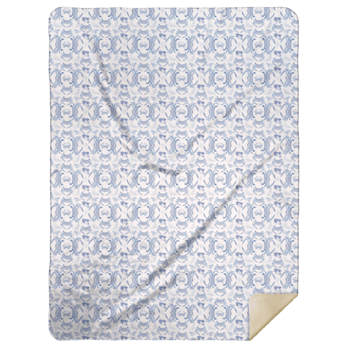 Blue Crab 60x80 Premium Mink Sherpa Throw Blanket