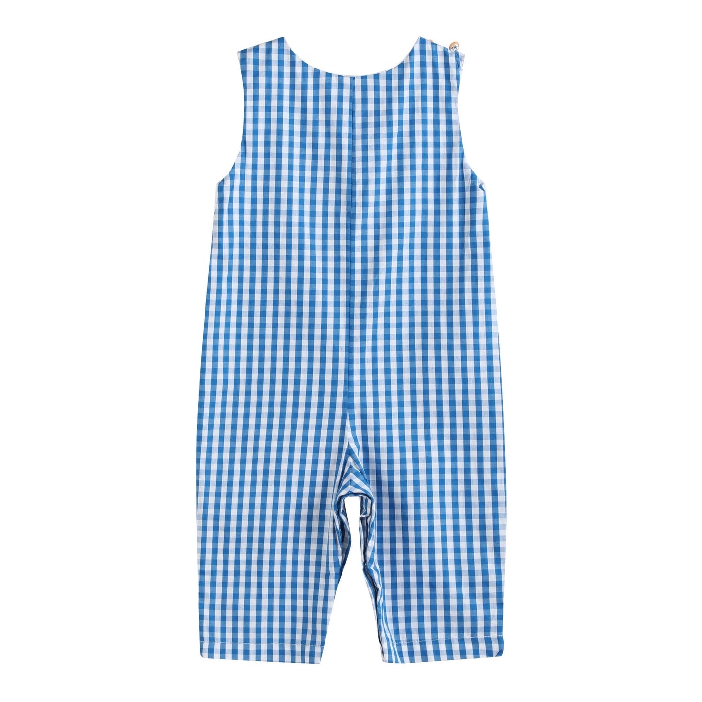 Blue Gingham Pumpkin Train Smocked Longalls