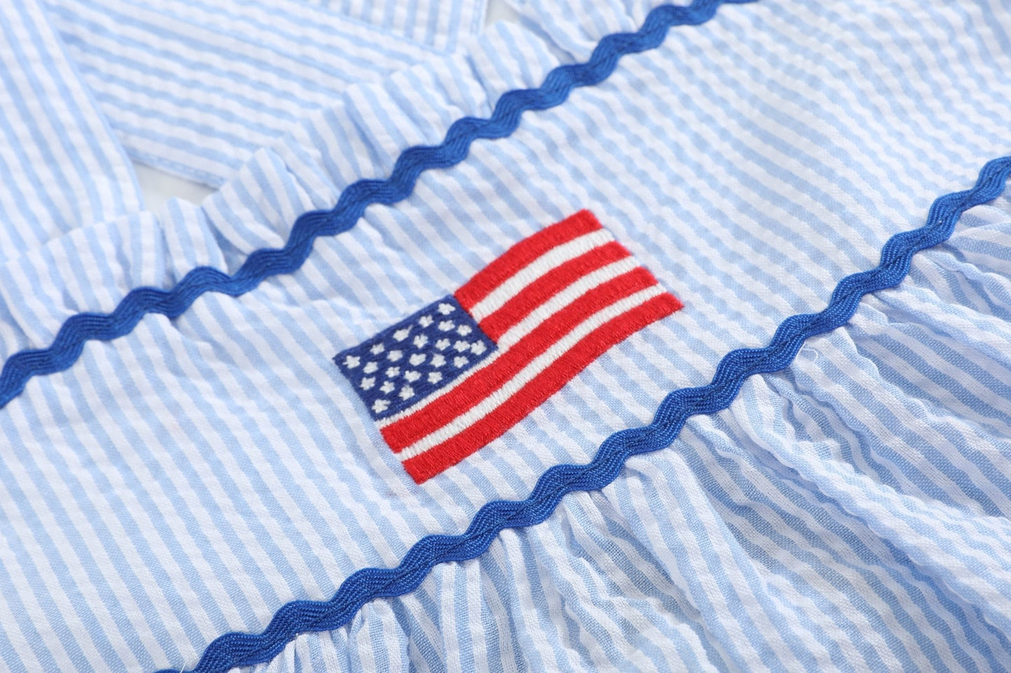 Blue Seersucker USA Flag Layered Sundress