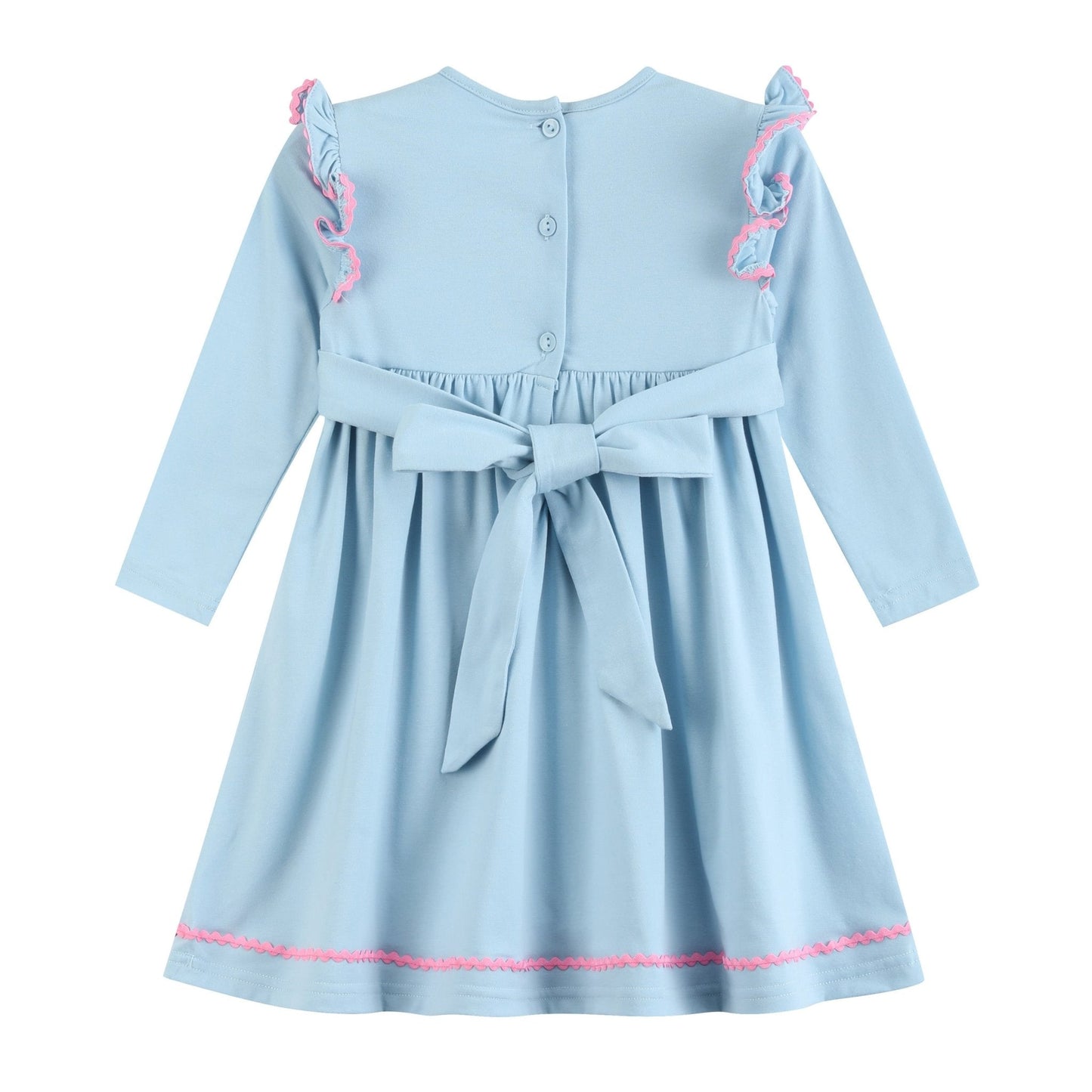 Blue Smocked Knit ABC School Dress