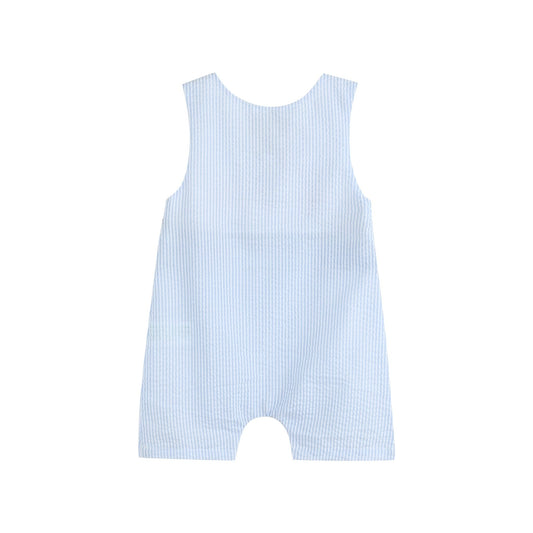 Blue Stripe Crawfish Smocked Shortalls