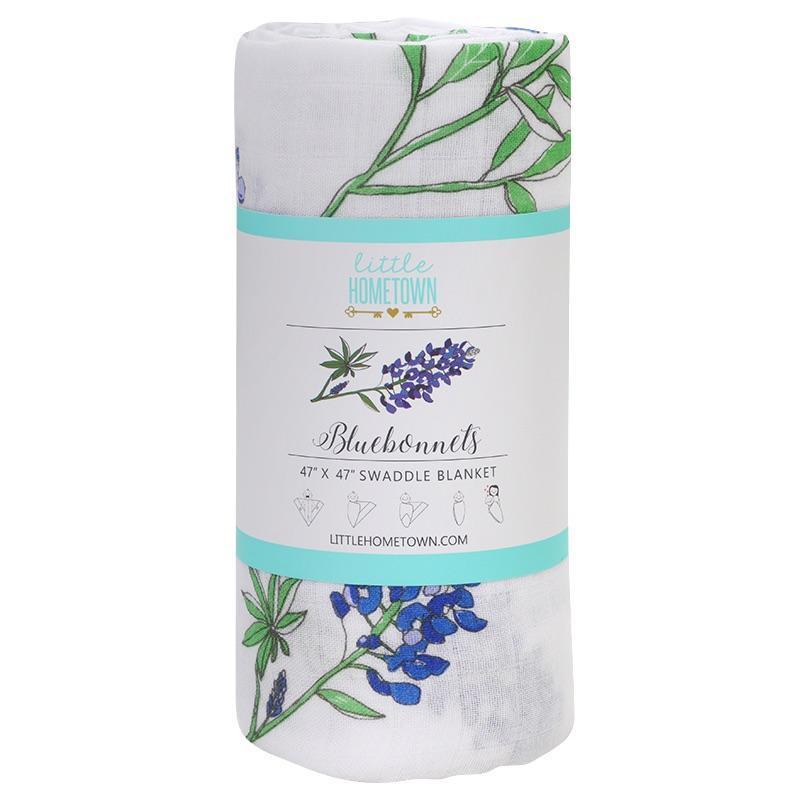 Bluebonnets Newborn Gift Set: Muslin Swaddle & Bib | Organic Cotton