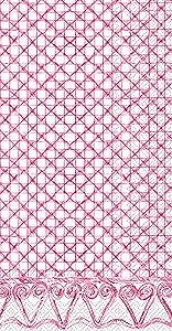 Guest size decoupage napkin featuring a pink woven cane lattice design with heart scroll border for modern botanical crafts and journals.
