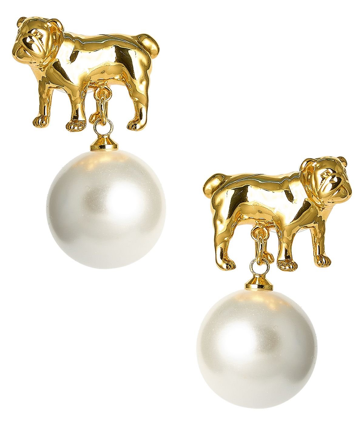 Bulldog Drop Stud Earring - 18k Gold Plated