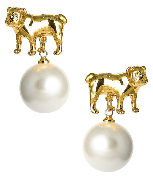 Bulldog Drop Stud Earring - 18k Gold Plated