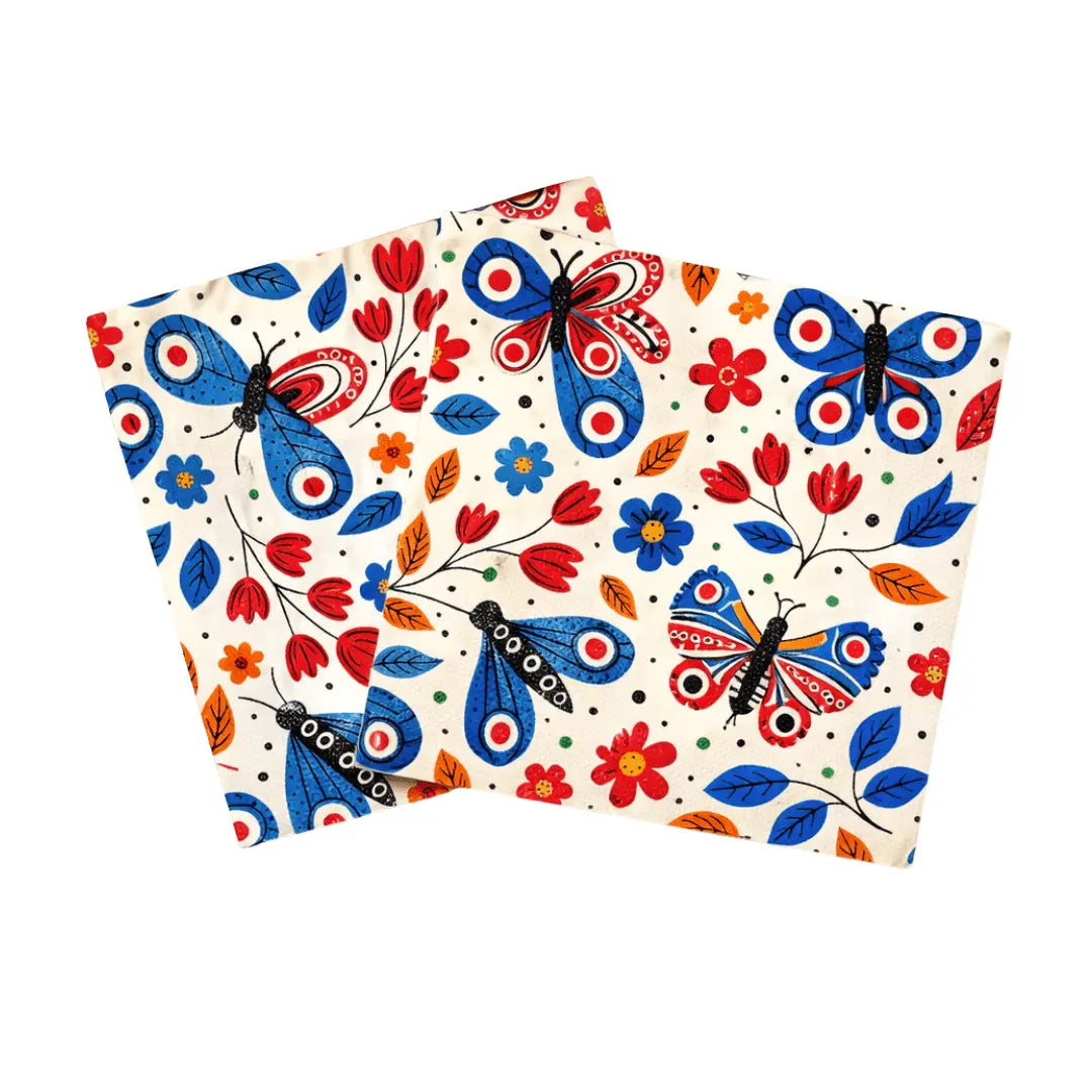 Butterfly Large Disposable Paper Napkins (16pcs)